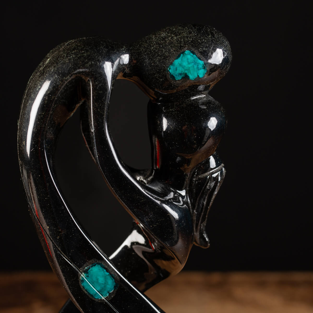 Lovers Sculpture Emerald and Black Schist